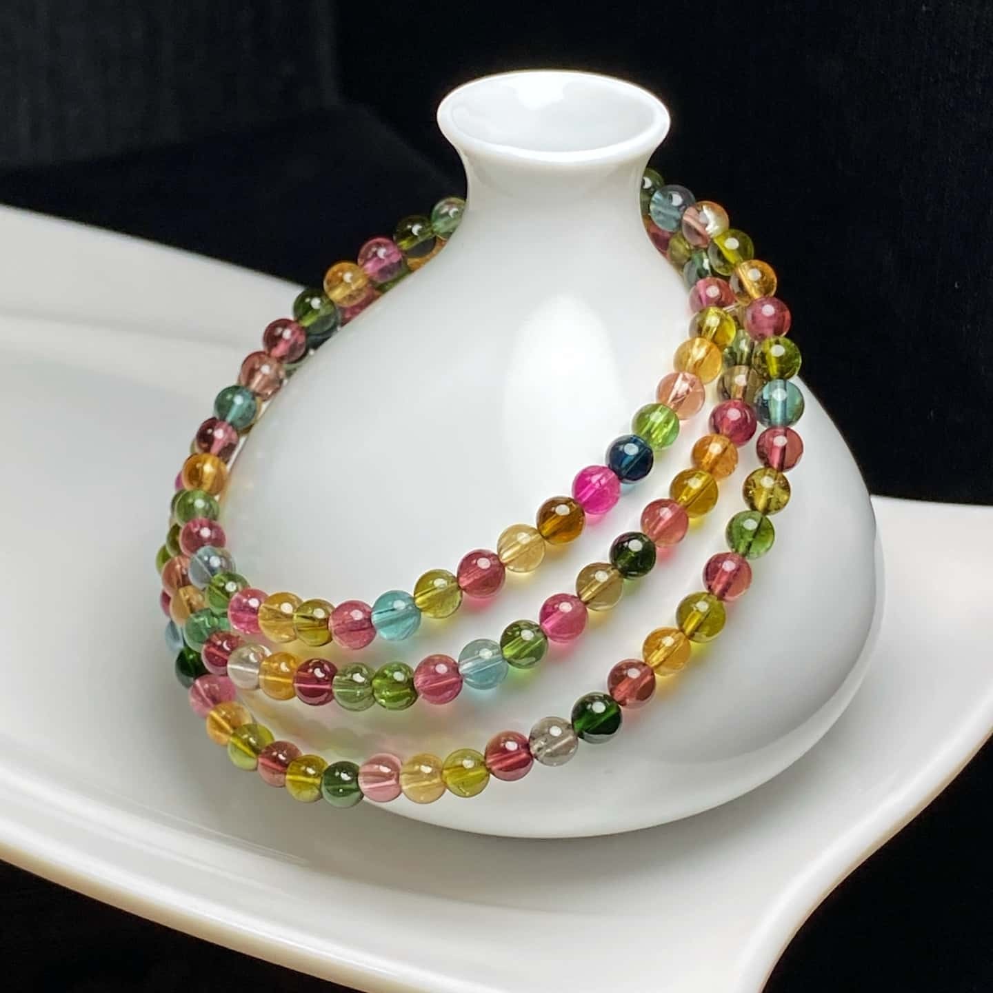 4.5mm Top Natural watermelon tourmaline quartz Crystal Bracelets Reiki Healing