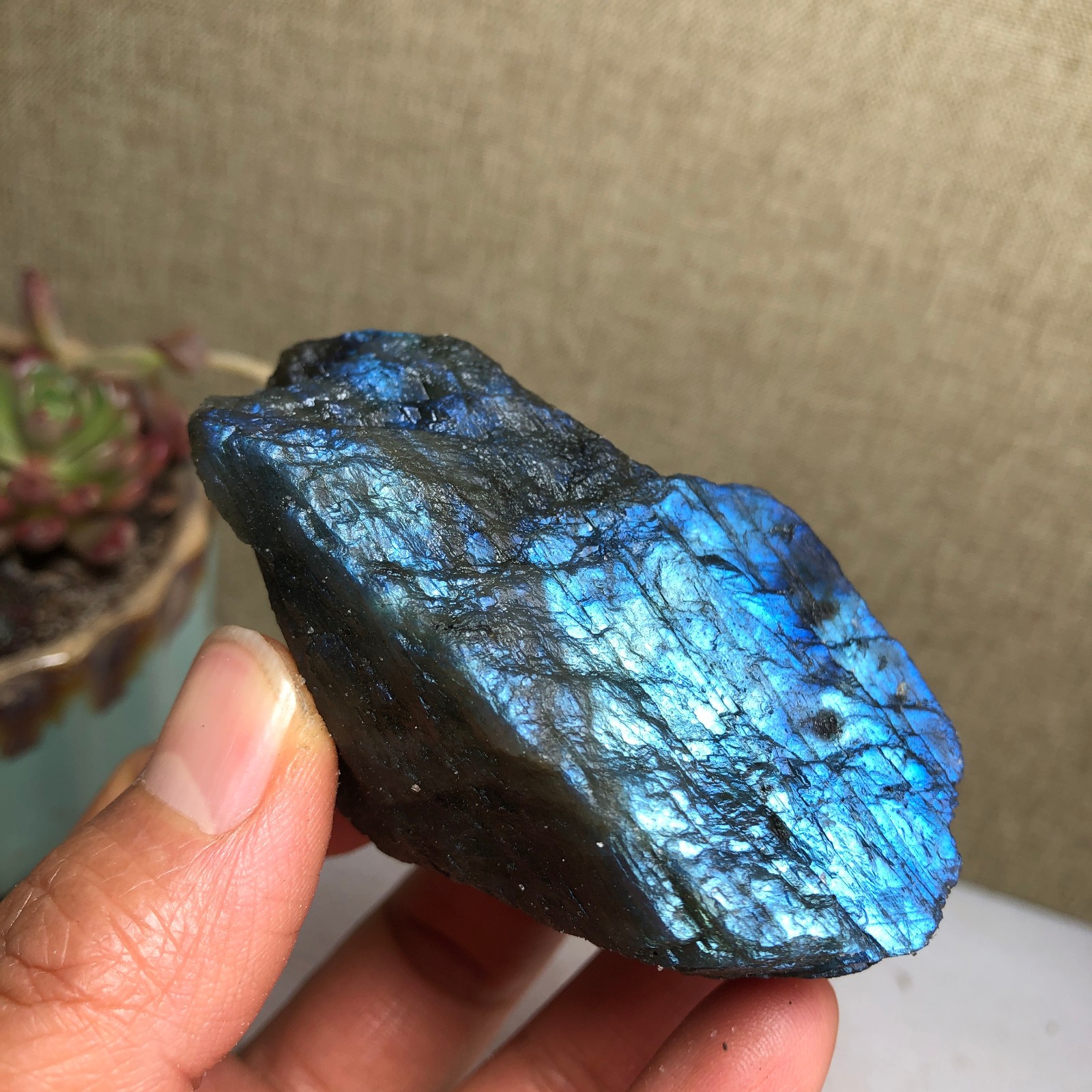 70mm Natural Labradorite Crystal gemstone rough original Specimen 142g A3458