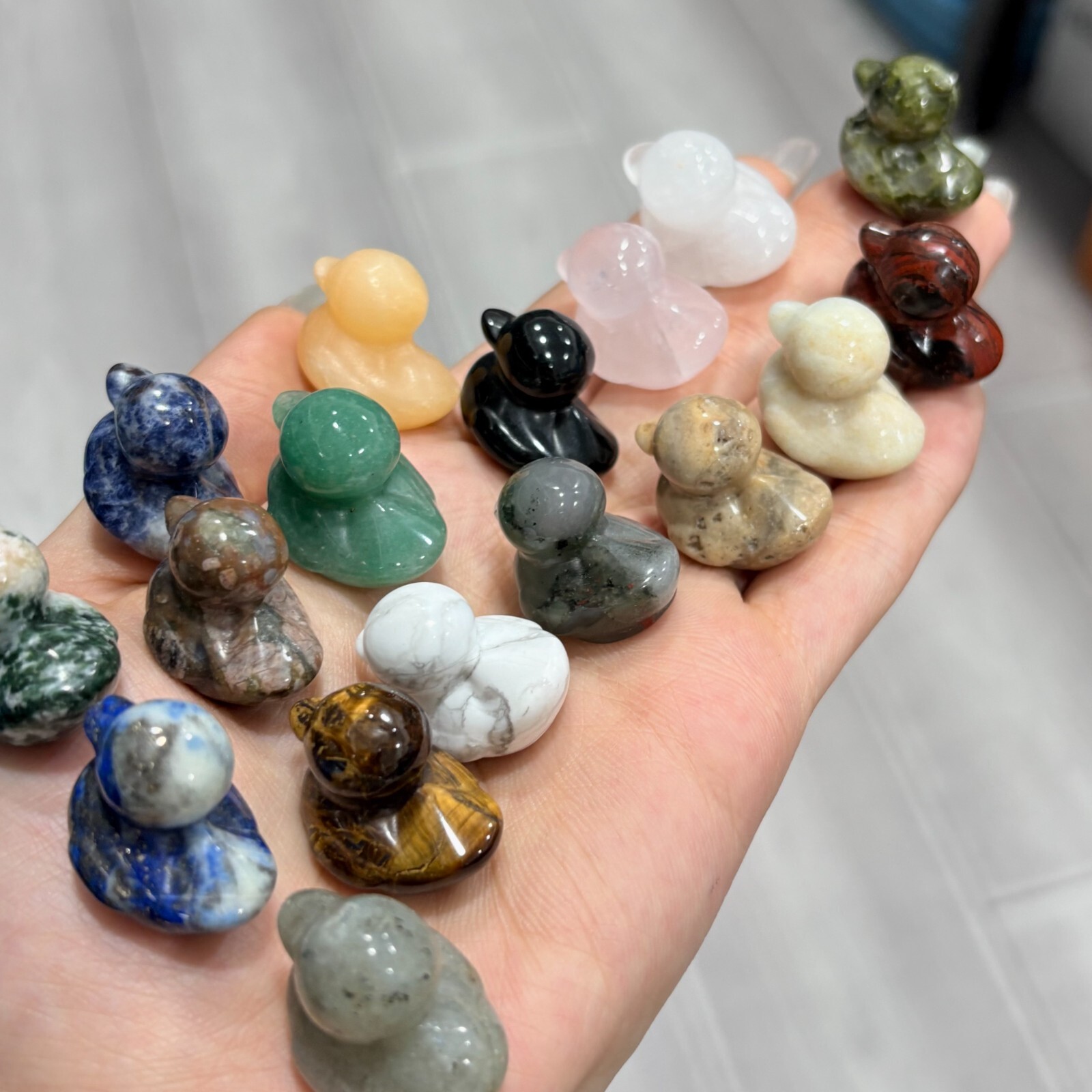5pc Natural mix Quartz hand Carved Mini duck crystal carving reiki