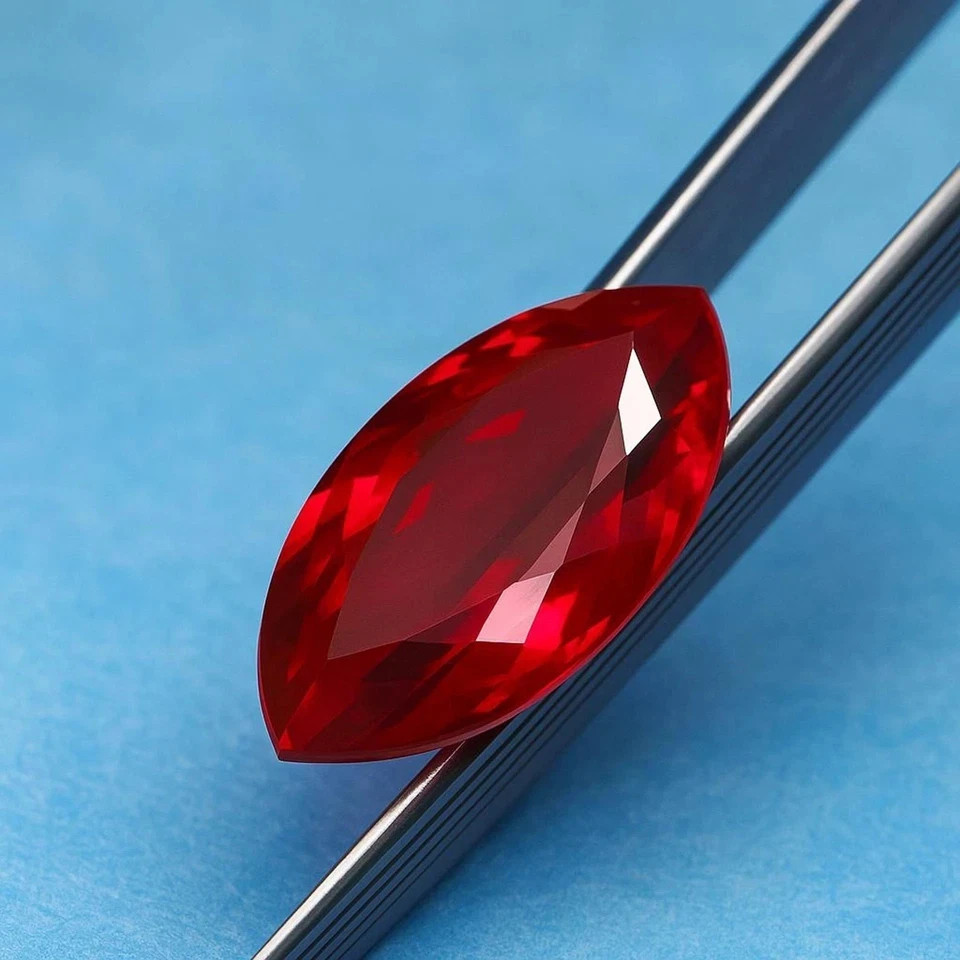 8.35 Ct Burmese Natural Ruby Blood Red Marquise Cut Certified Loose Gemstone