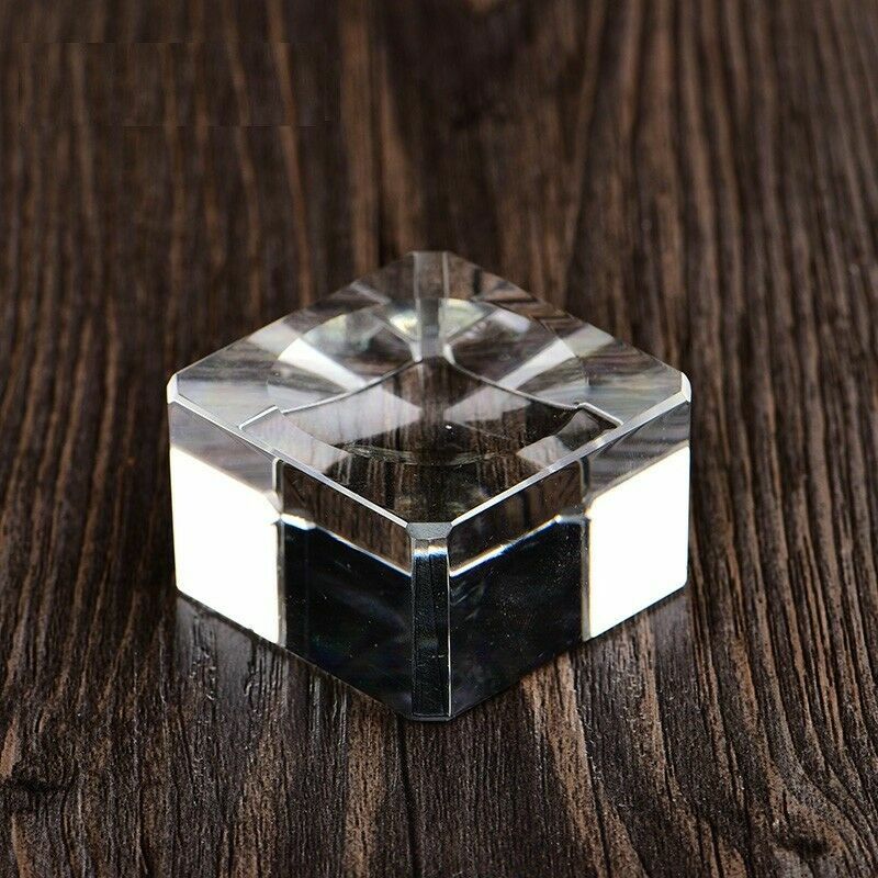 2pcs 4cm Clear Square Dimple Crystal Ball Display Bases Table Holder Stand Home