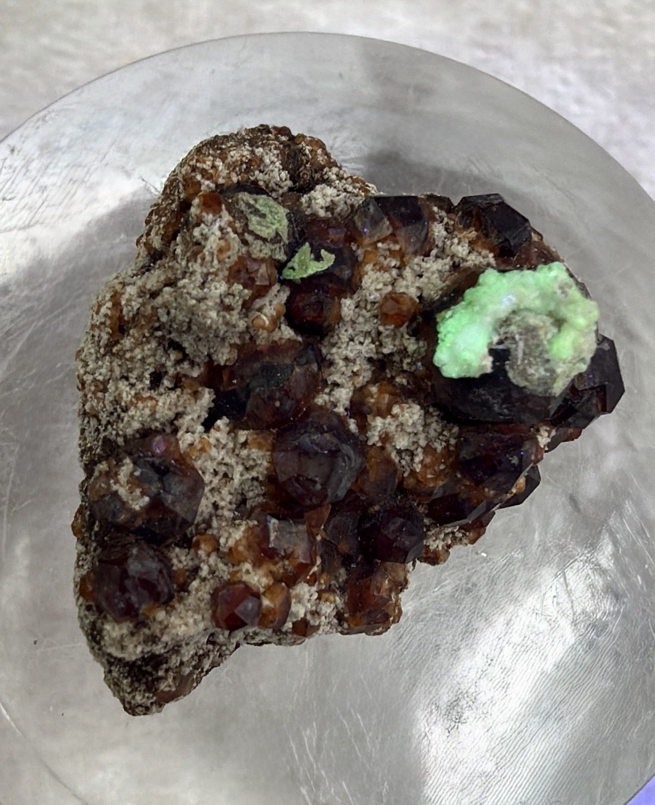 Crystal 13g Garnet & UV Reactive Hyalite Opal Cluster Specimen Mineral Raw