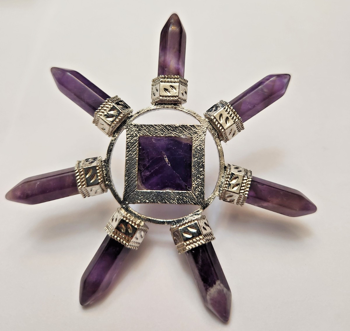 Natural Amethyst Pyramid Quartz Crystal 7 Obelisk Energy Generator mineral 1PC