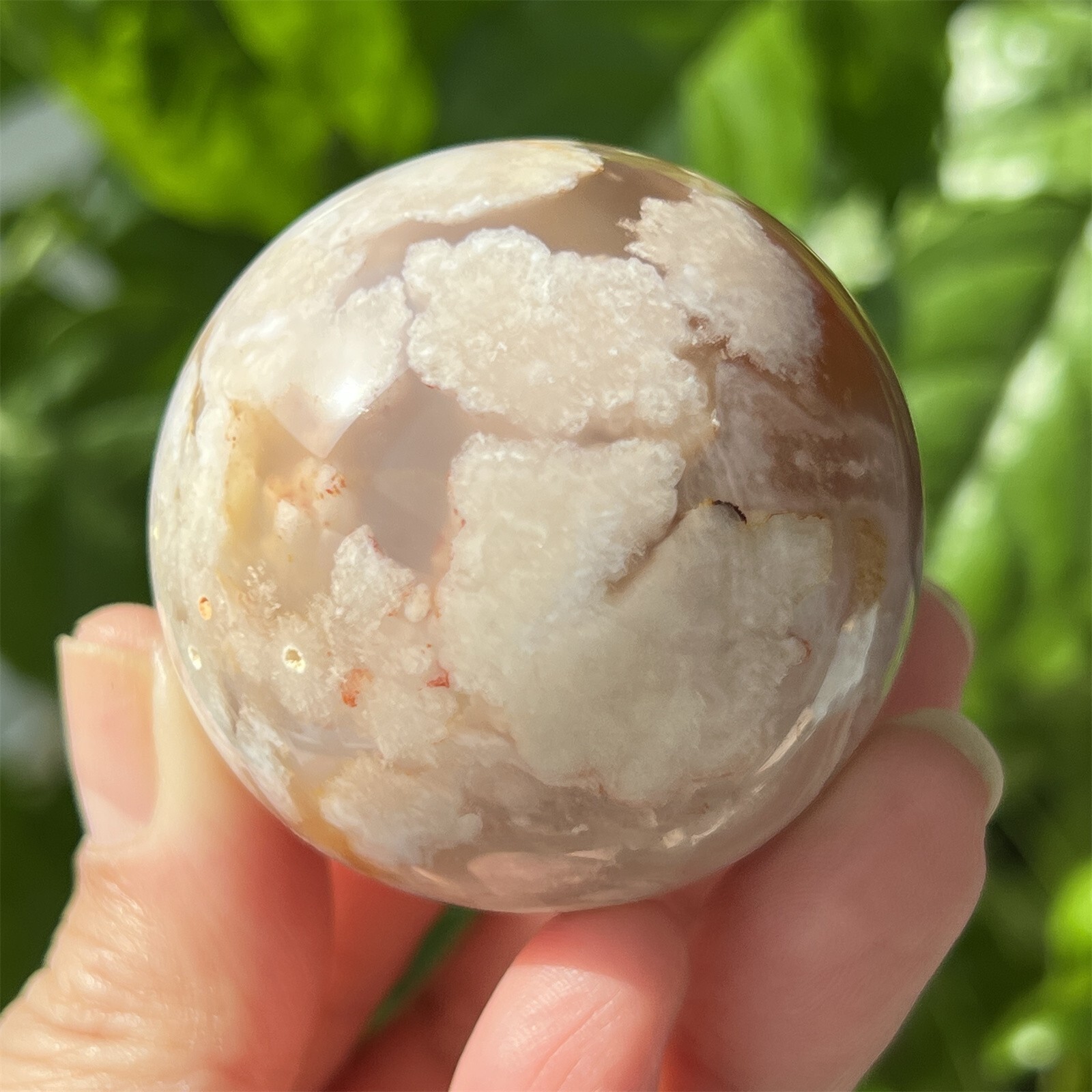 120g+ Natural cherry blossom agate sphere quartz crystal Ball 45mm+ Random 1pc