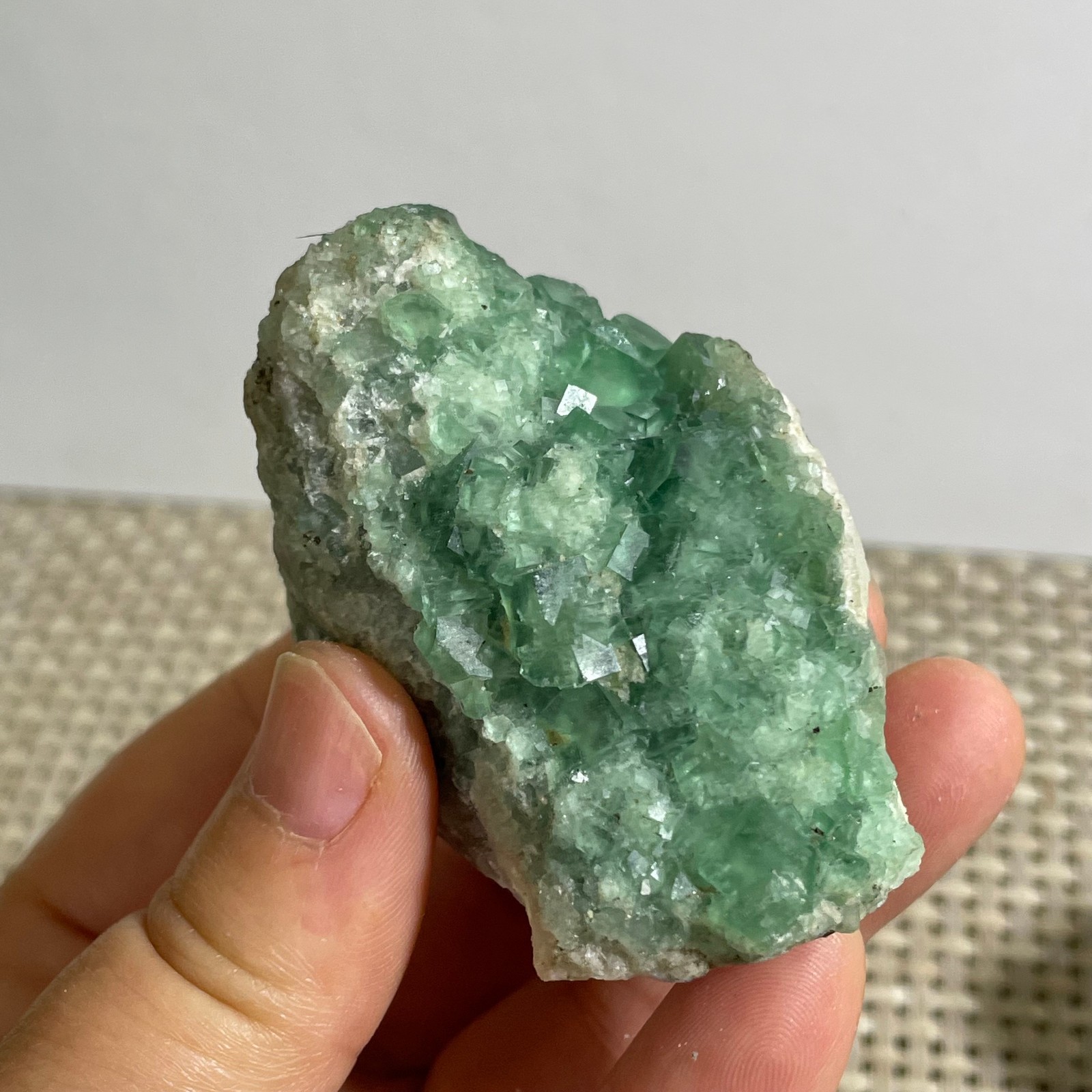 127g NATURAL Green Cube FLUORITE Quartz Crystal Cluster Mineral Specimen