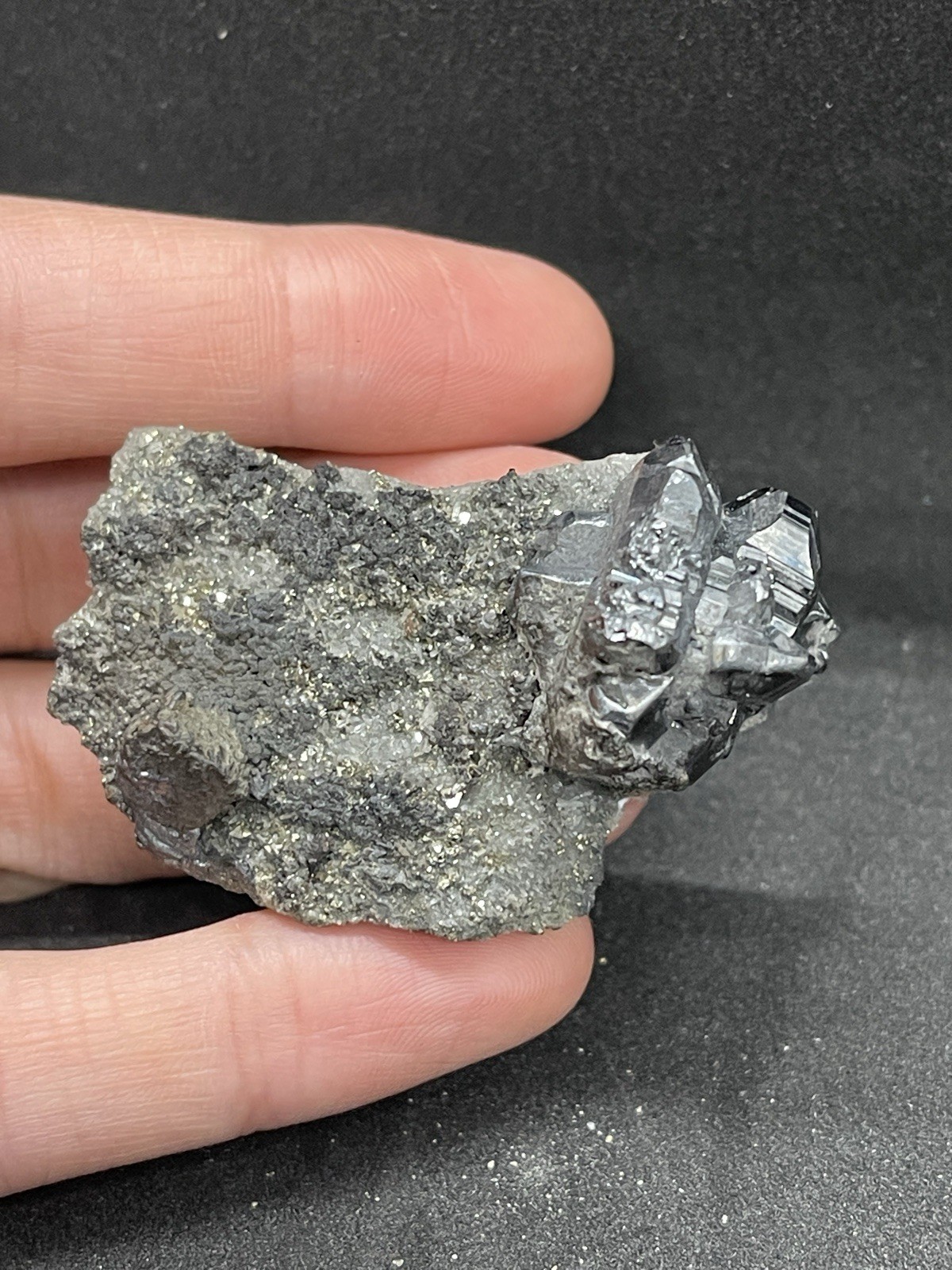 Natural Cassiterite Crystal With Pyrite Specimen From Bolivia