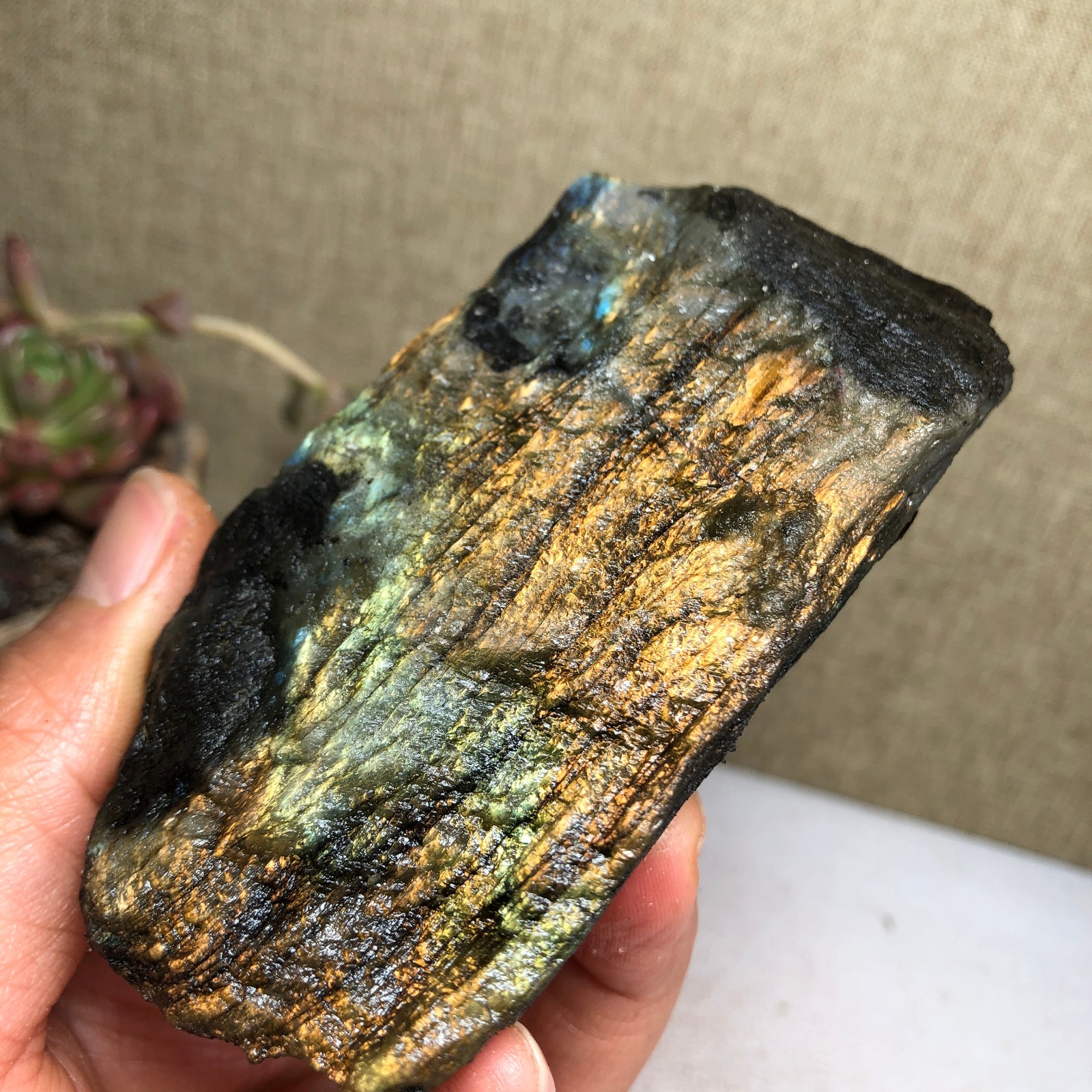 90mm Natural Labradorite Crystal gemstone rough original Specimen 213g A3440