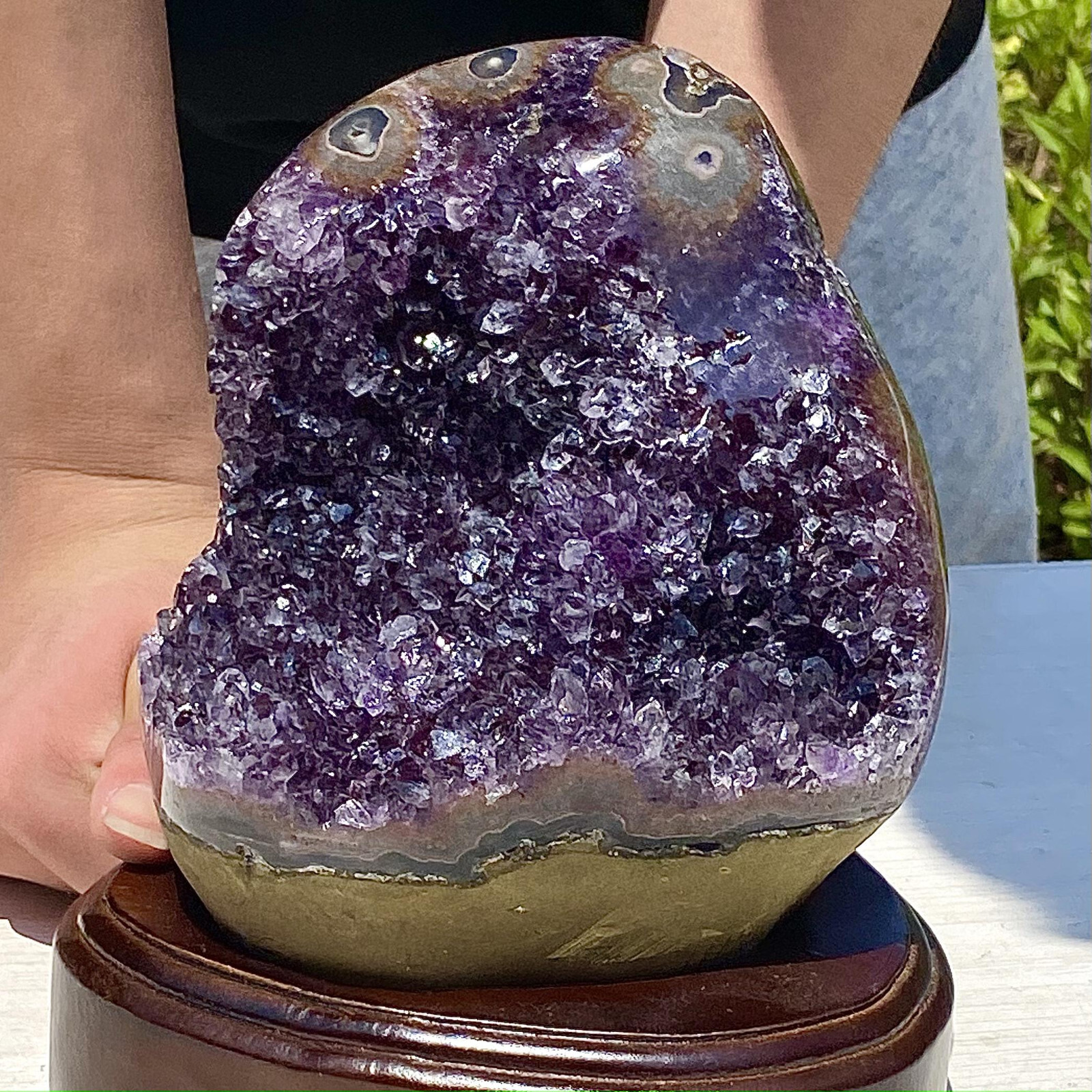 6LB Natural Uruguayan Amethyst Quartz Cave Geode Crystal Specimen Healing+base
