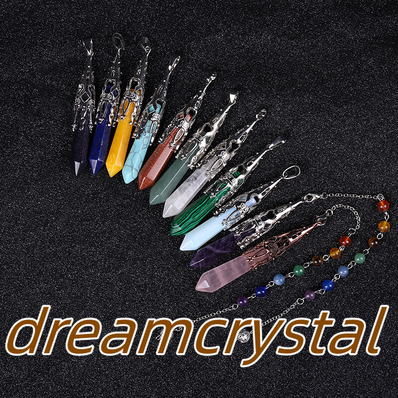 50pcs Mix Natural Quartz Crystal Alloy Soul Pendulum Pendant Reiki Random Gift