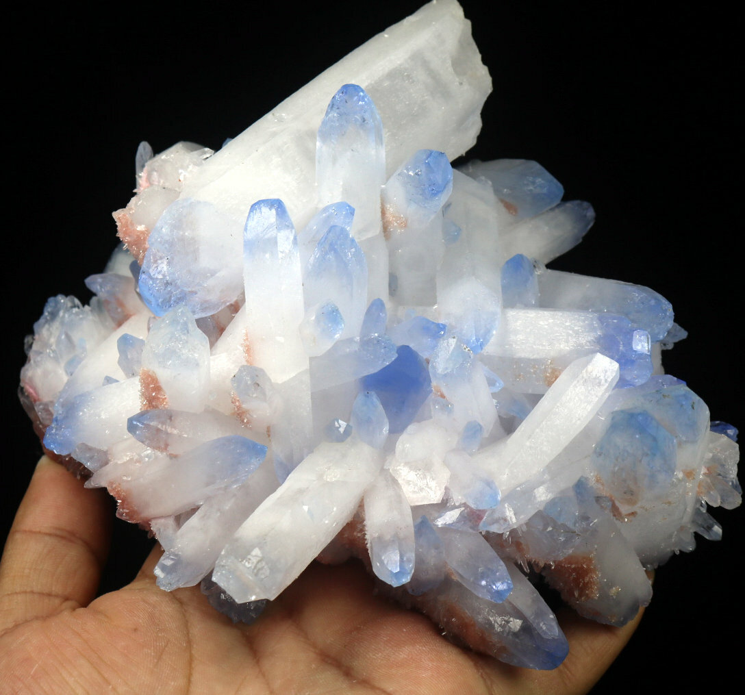 2.46lb Rare Beatiful Blue Tibetan Ghost phantom Quartz Crystal Cluster Specimen