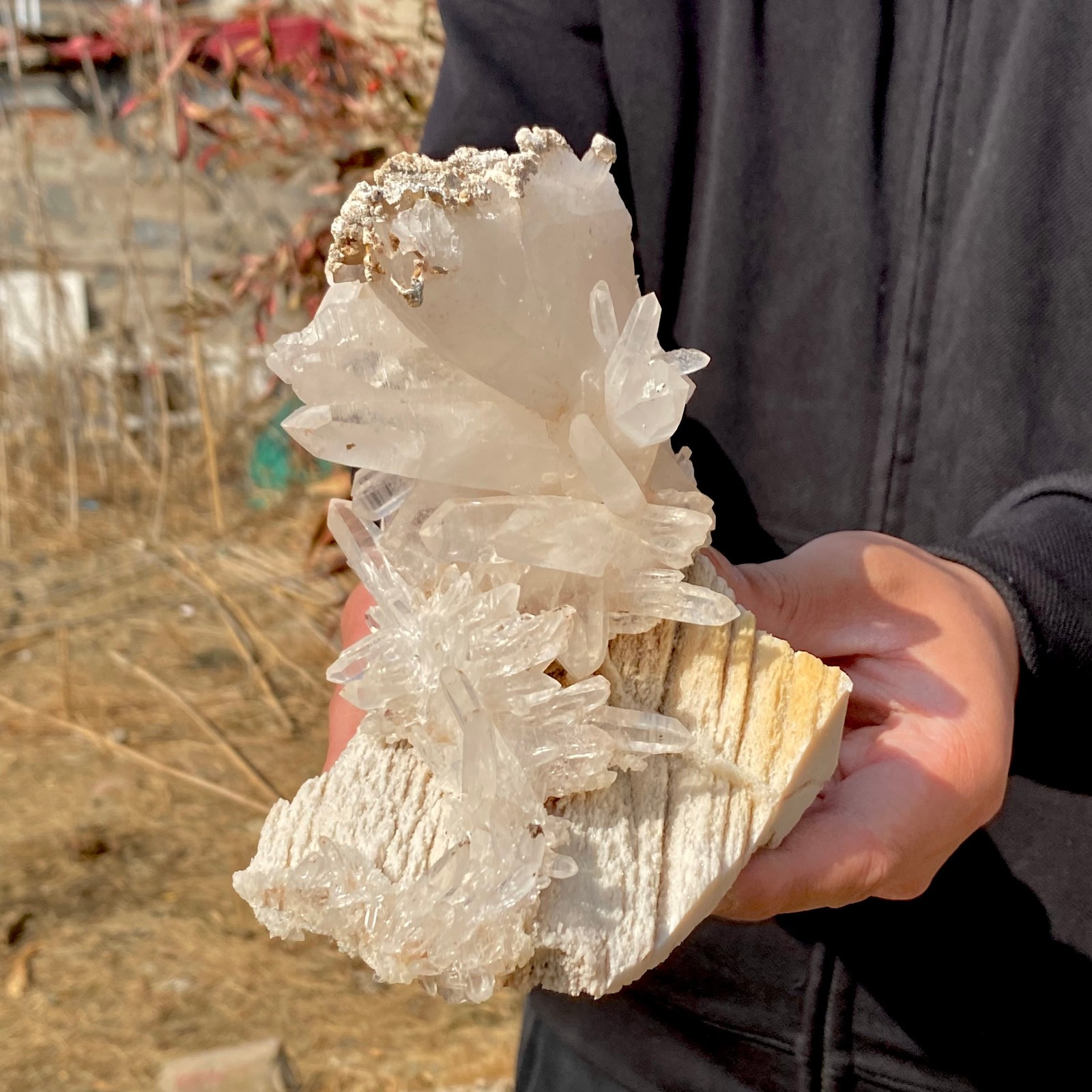 1.92LB Large Natural Clear White Crystal Quartz Cluster Energy Healing Specimen