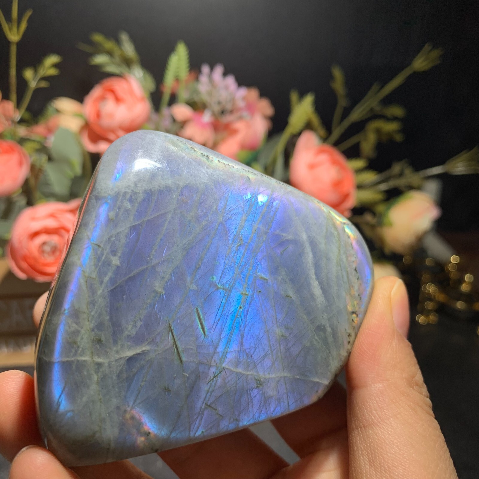 290g Natural Purple Labradorite Free Form Ornament Crystal Quartz Reiki 62mm