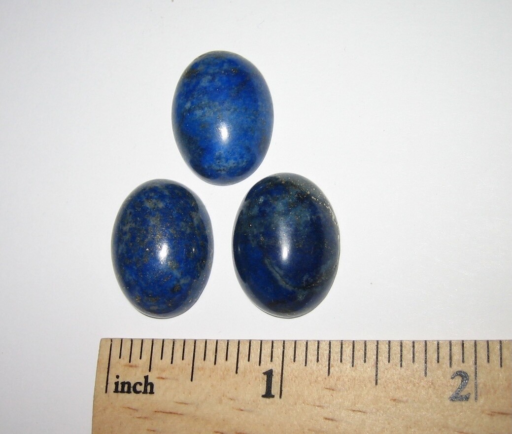 3 POLISHED NATURAL 20mm x 15mm OVAL SHAPE LAPIS LAZULI STONE CABOCHONS ~ 12g *2