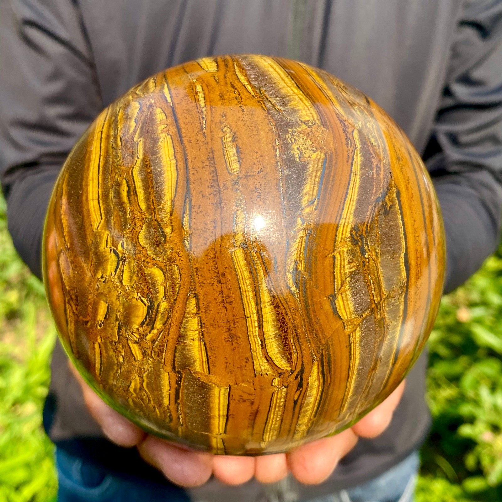 4.76LB Large Natural Tiger Eye Stone Crystal Ball Quartz Healing Sphere Décor