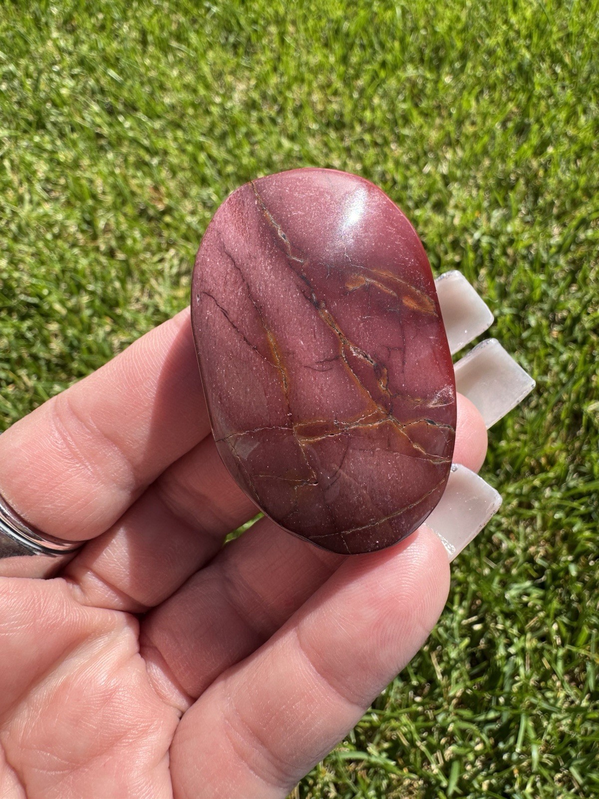Mookaite Jasper Crystal Palm Stone 2”