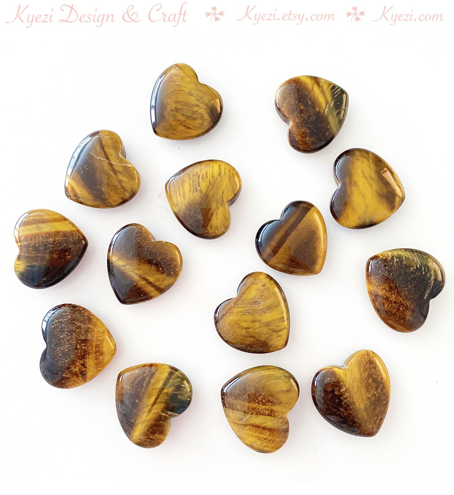 1 – 30pcs 20mm 25mm Tiger Eye Natural Healing Gemstone Heart Chakra Balance