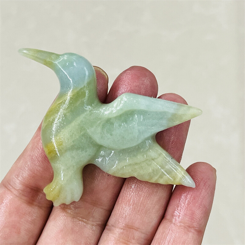 2.4″ Natural Amazonite Phoenix bird Skull Quartz Crystal Skull Reiki Random 1PC