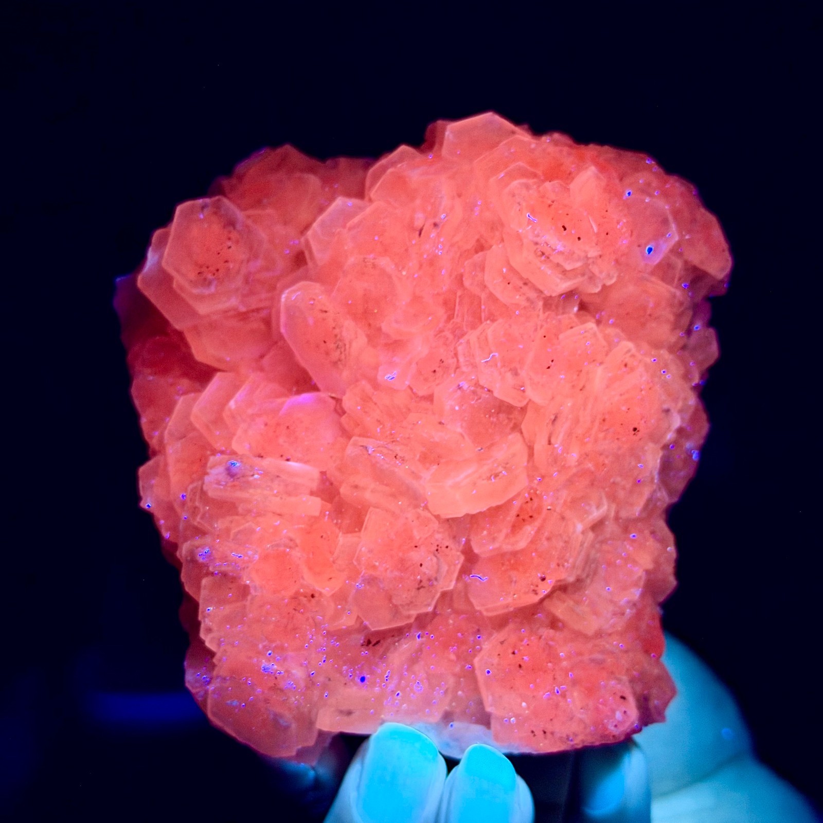 493G Natural String of Copper Coins Calcite/Fluorescent Glow Under UV Light