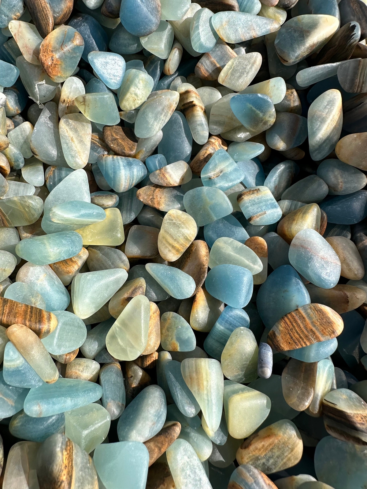 Lemurian Aquatine Calcite (Tumbled, Not Polished), Blue Calcite from Argentina