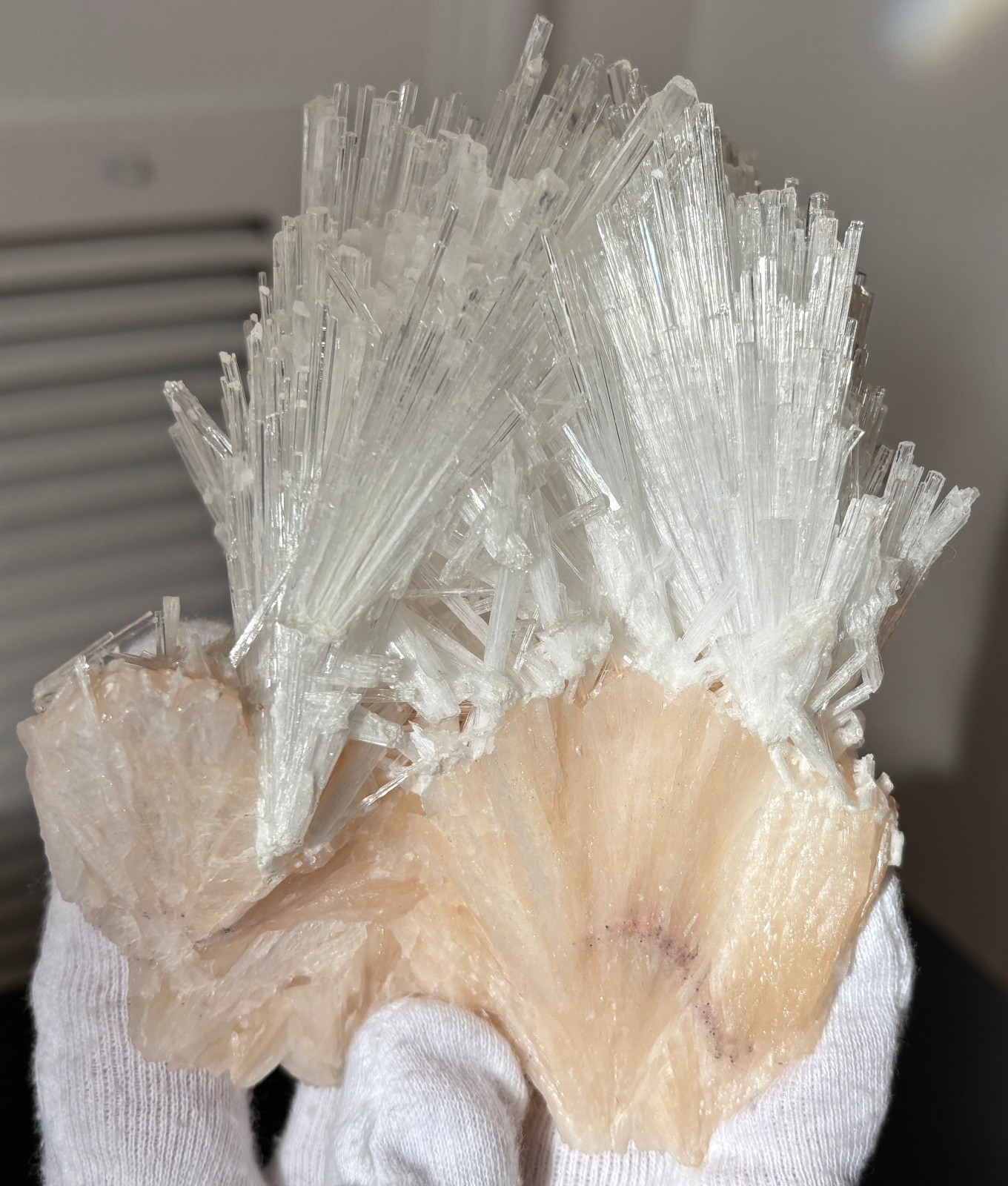 USA SALE 262g 4.3″ x 3.3″ LARGE SCOLECITE STILBITE SPECIMEN Fan/Blades/Spray