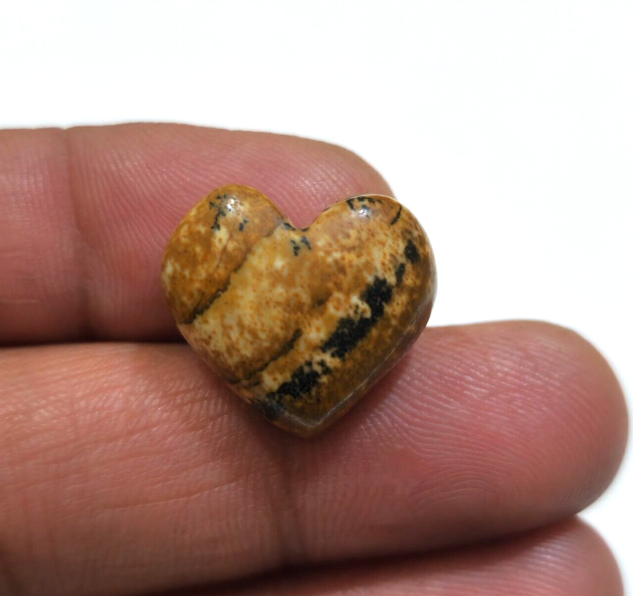 Natural Picture Jasper Heart Shape Cabochon 19.70 Crt Loose Gemstone For Jewelry