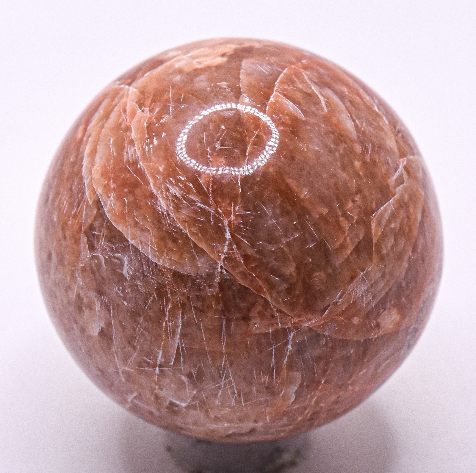 41mm Orange Peach Moonstone Sphere Polished Feldspar Crystal Mineral Ball India