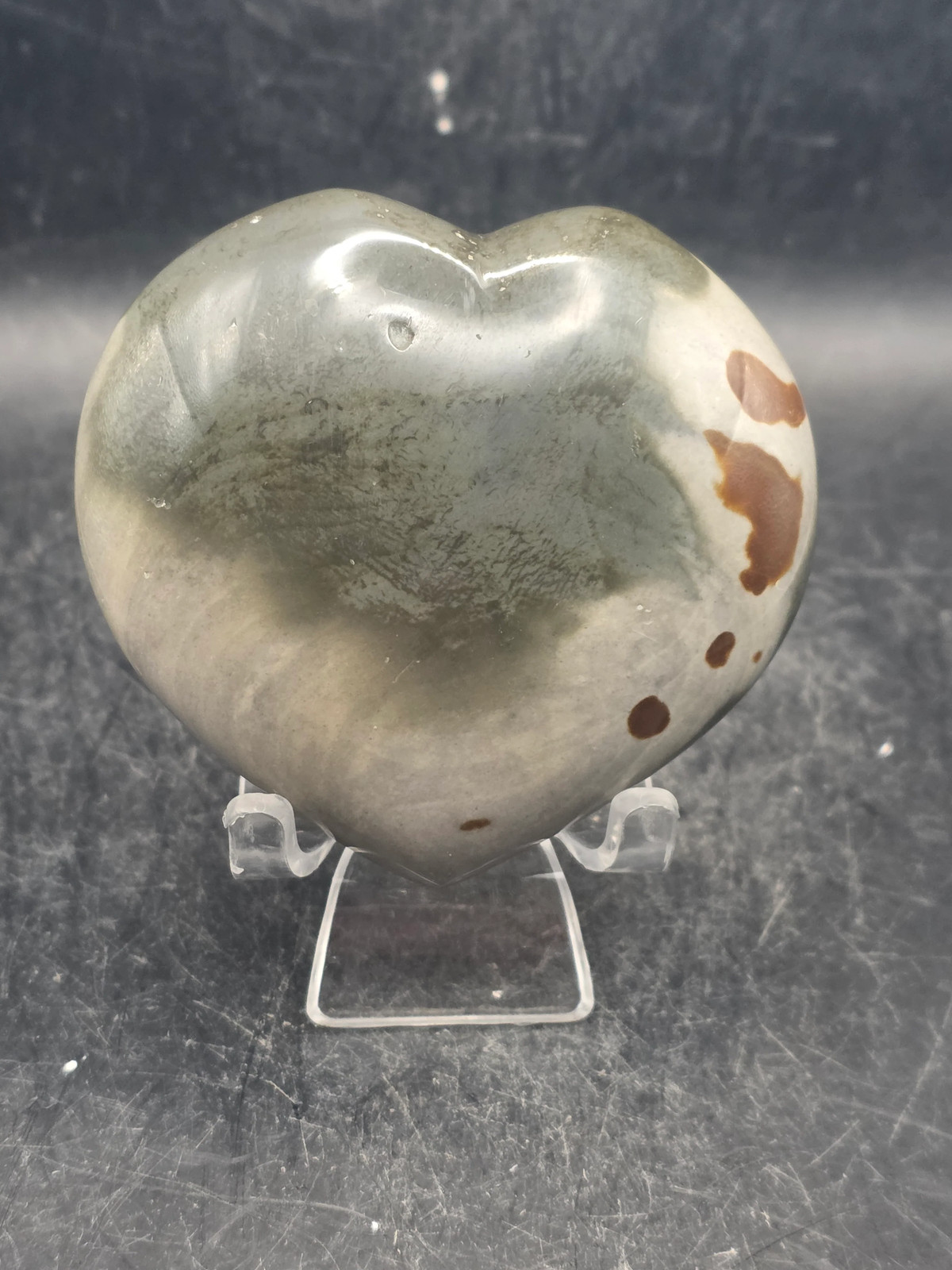 Polychrome jasper heart! 8 ounces, 2.9 inches wide, 2.7″ tall