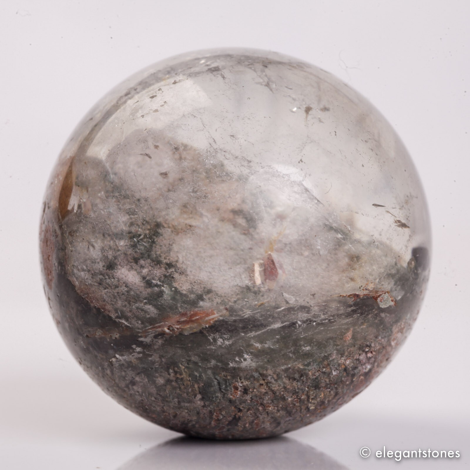 59g35mm Natural Garden/Phantom/Ghost/Lodolite Quartz Crystal Sphere Healing Ball