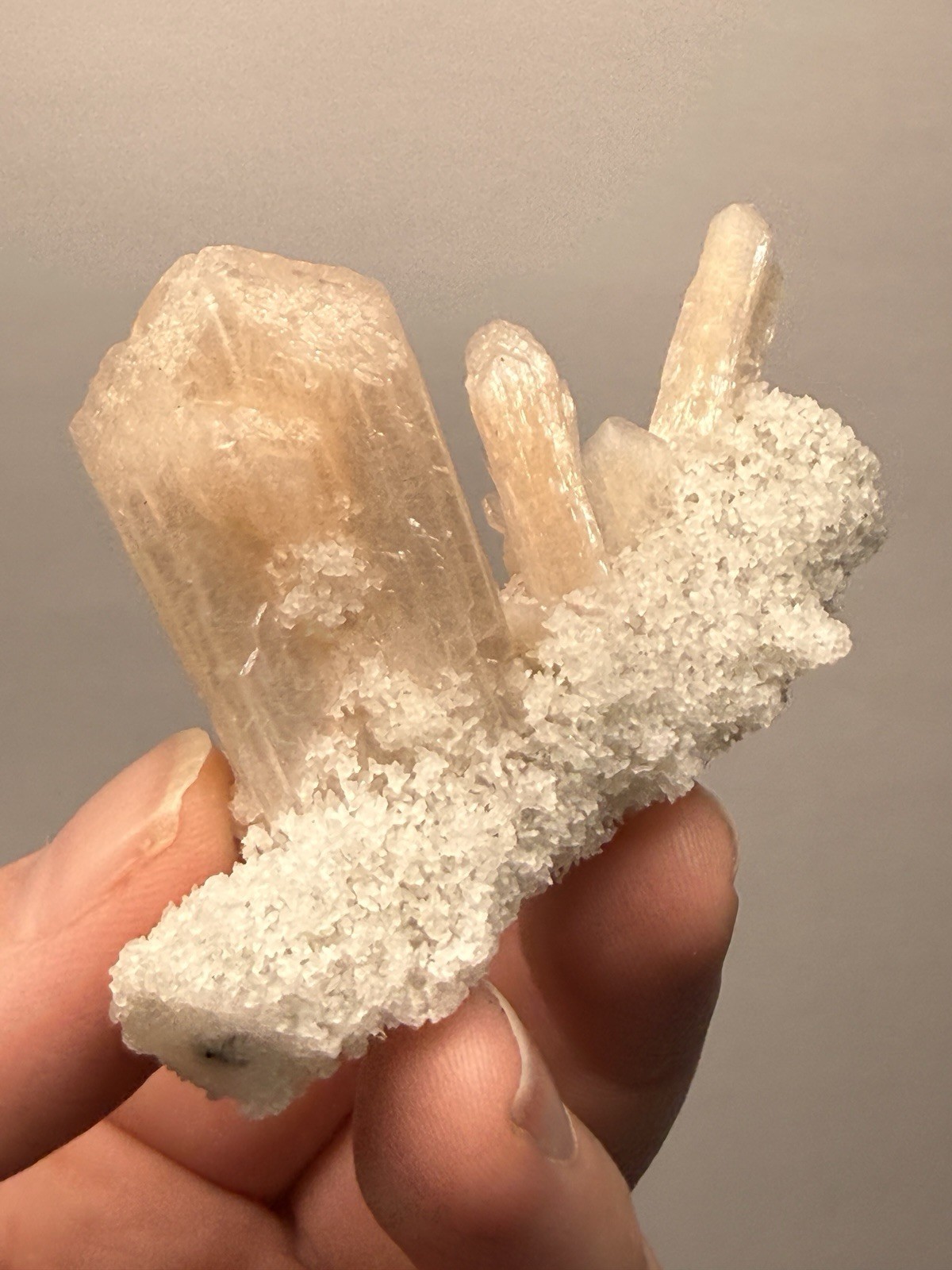 Gemmy Stilbite Crystals on Volcanic Stalactite | Deccan Traps, Maharashtra India