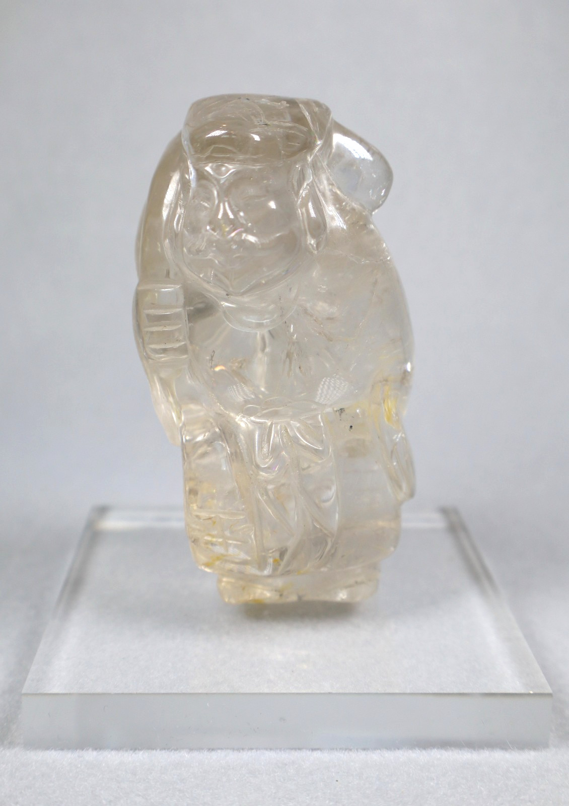 Carved Rock Quartz Crystal Statue Figurine 3.5 Inch Height Transparent Vintage