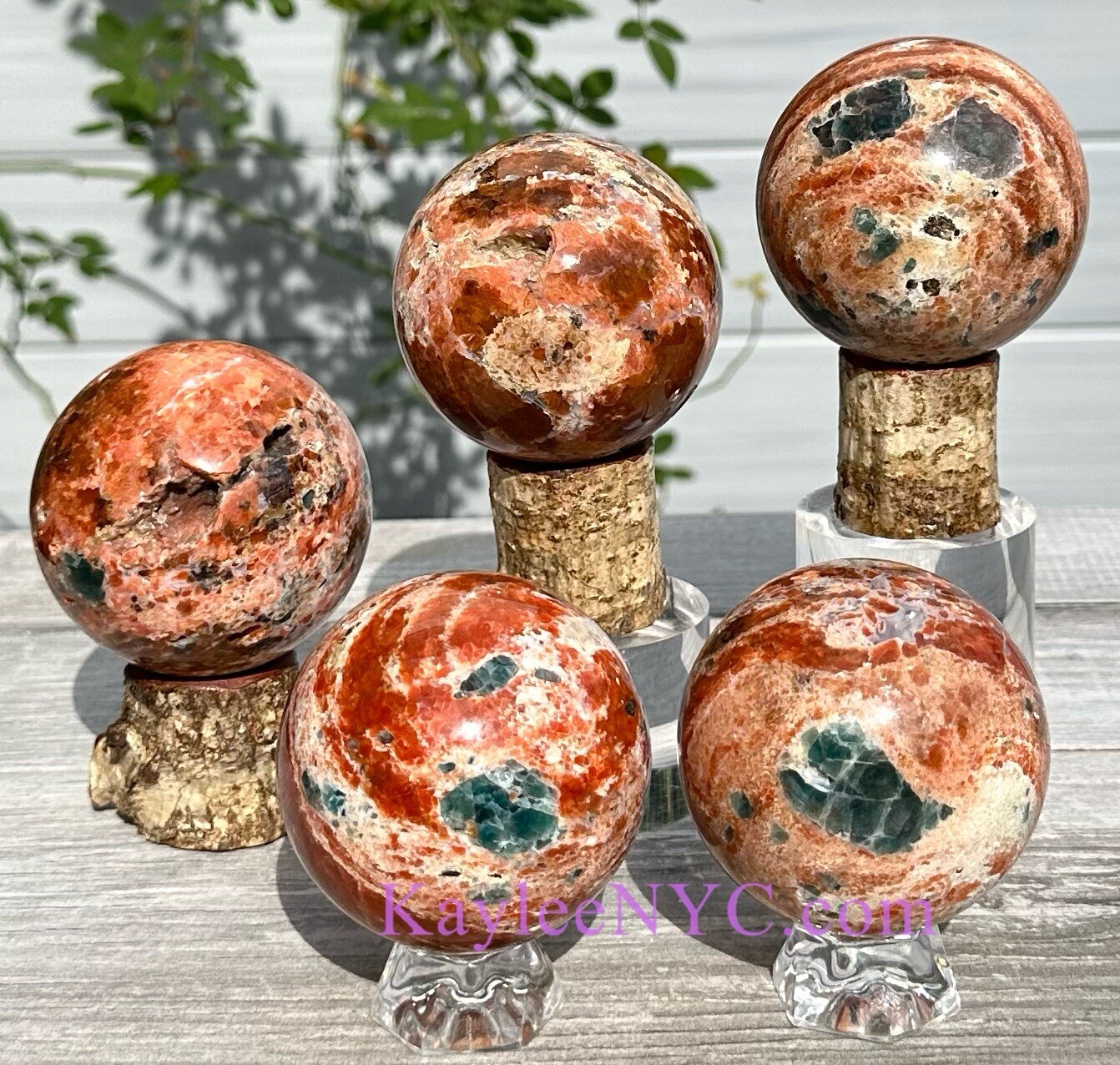 Wholesale Lot 5-6 Pcs Natural Sunstone Apatite Sphere Crystal Ball 3.9-4Lbs