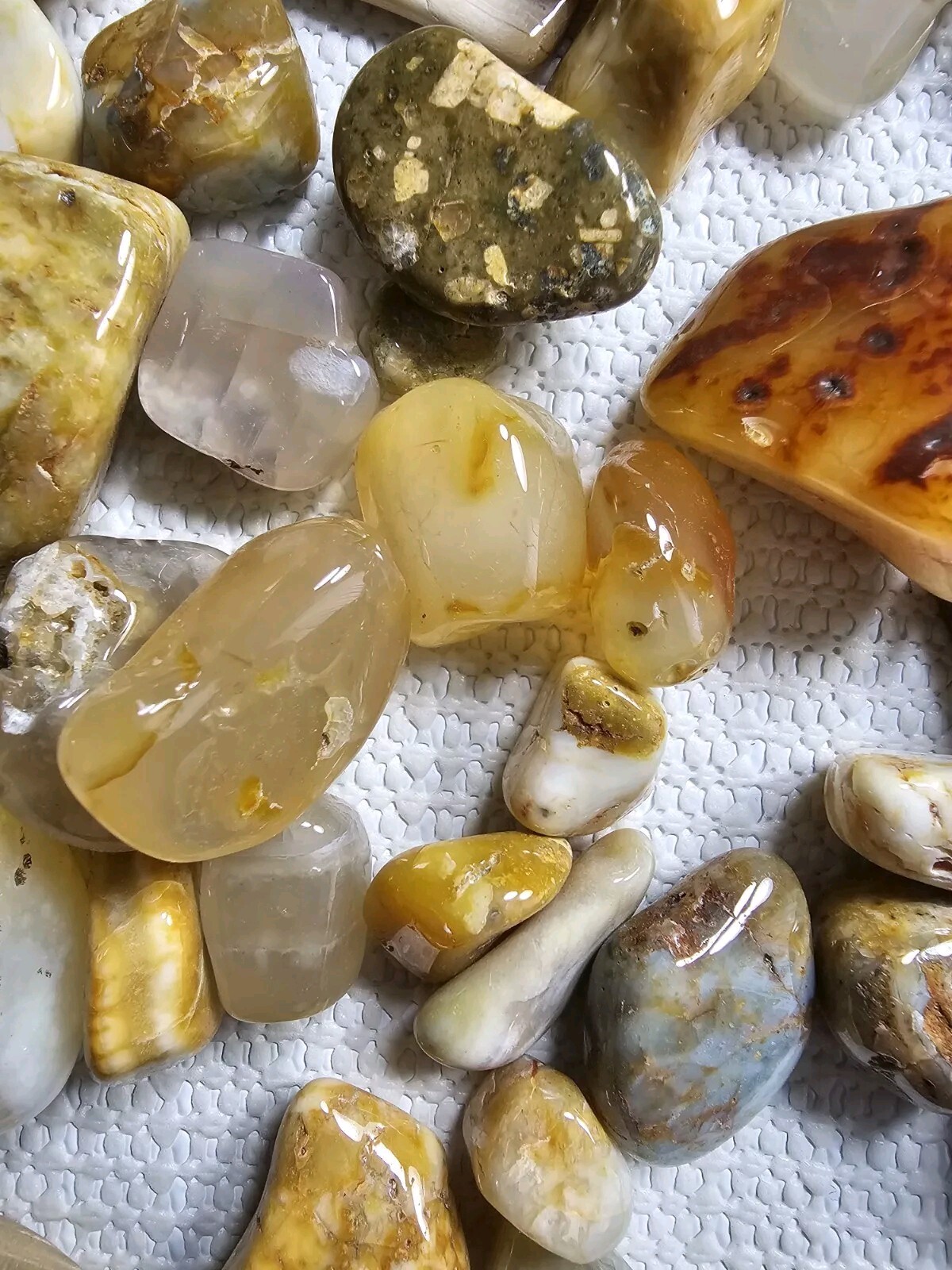 5 Oz. Bulk Mixed Tumbled Stones Agate Chalcedony Jasper Petrified Wood And More