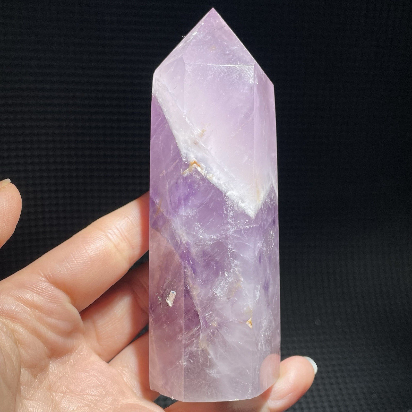 Natural Amethyst Crystal Tower Point Obelisk Polished Healing Quartz Home Decor