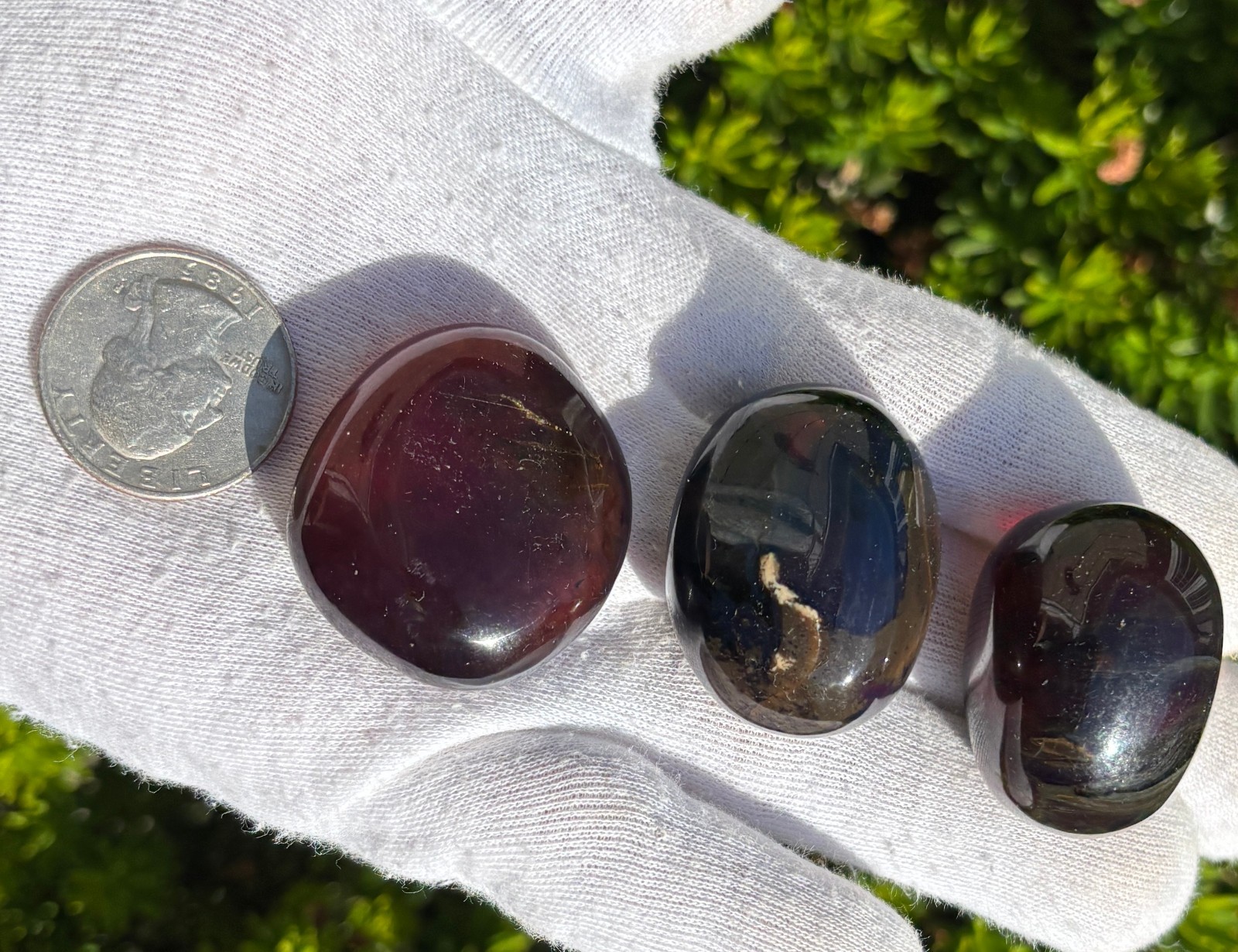38g LOT 3 AUTHENTIC BLUE AMBER TUMBLE STONES TUMBLES STONE