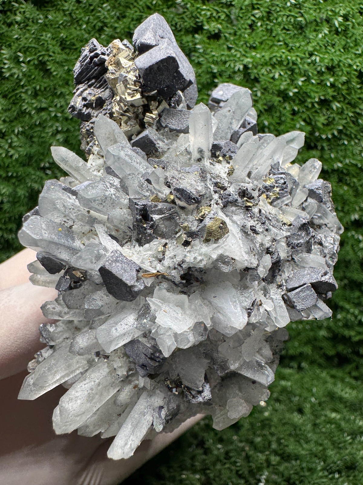 SHINY Cluster of Pyrite, Galena & Quartz from the MINES! / F631