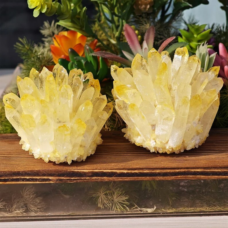 300G+ New Find Large Yellow Ghost Phantom Quart Crystal Healing Cluster Rocks