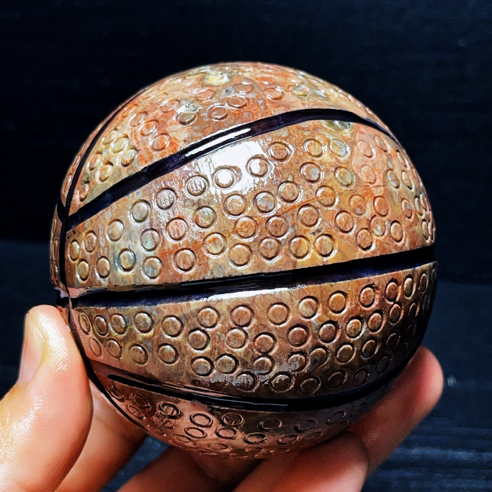 TOP 715G Natural Polished Basketball Agate Sphere Crystal Ball Healing L2314
