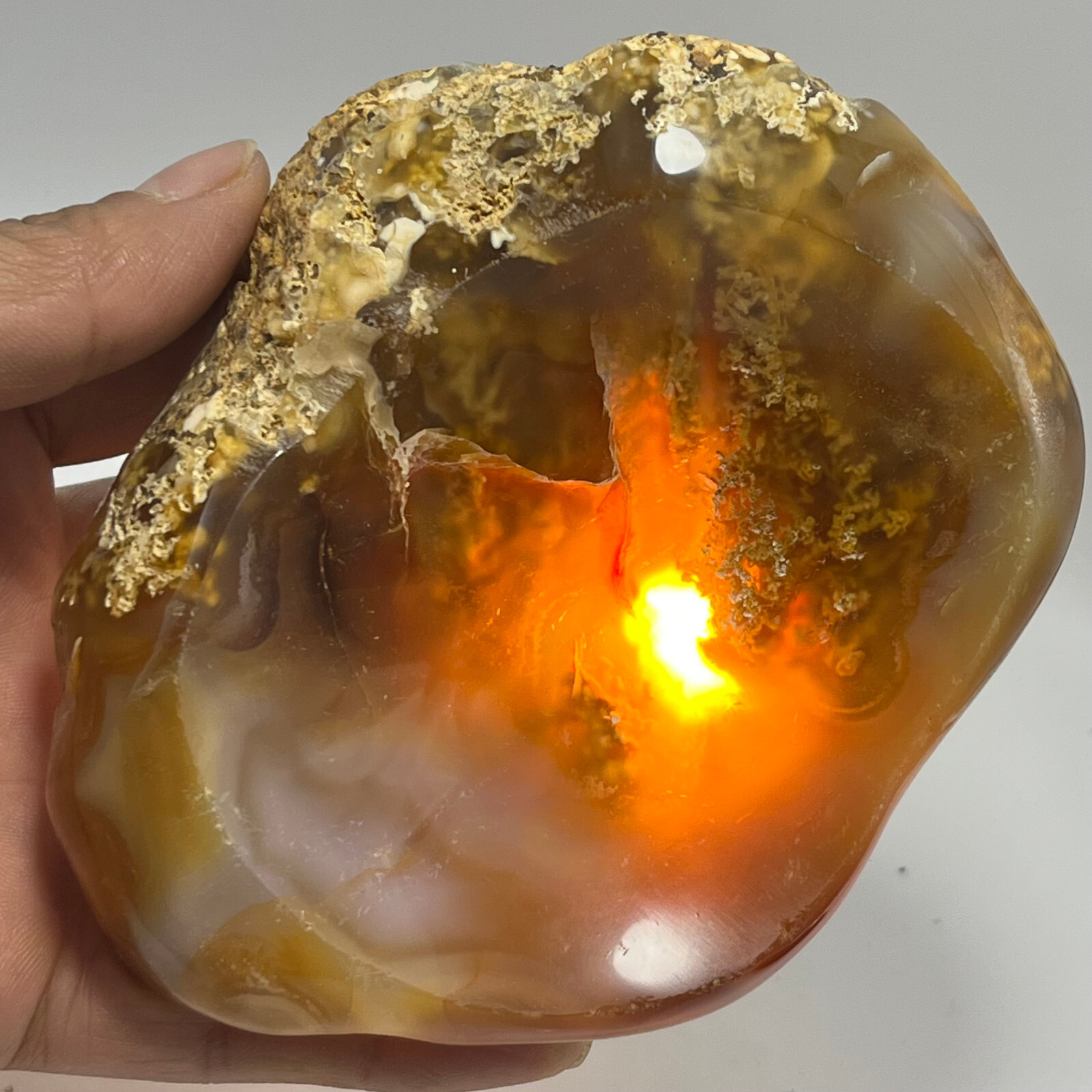377g TOP Rare Natural Agate ashtray Polished Coin Dish Madagascar #119