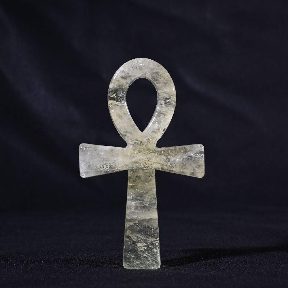 Natural Crystal Ankh Cross Pendant Egyptian Life Symbol Reiki Healing Quartz