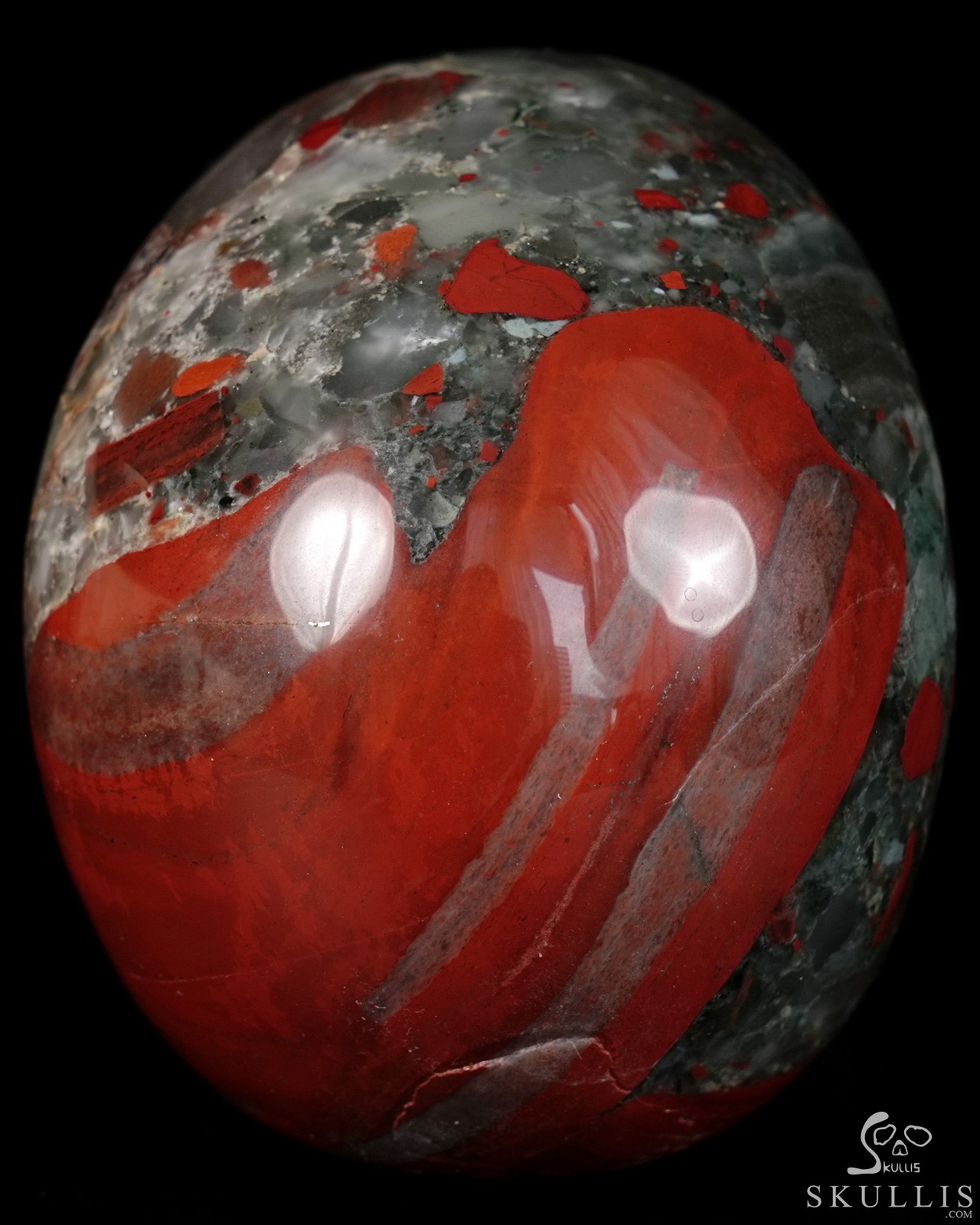 5.0″ African Bloodstone Hand Carved Crystal Skull, Realistic, Crystal Healing