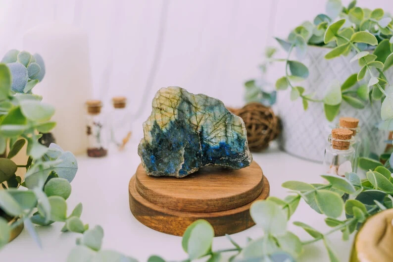 Natural Labradorite Slab, Rough Labradorite Crystals, High Flash, Labradorite