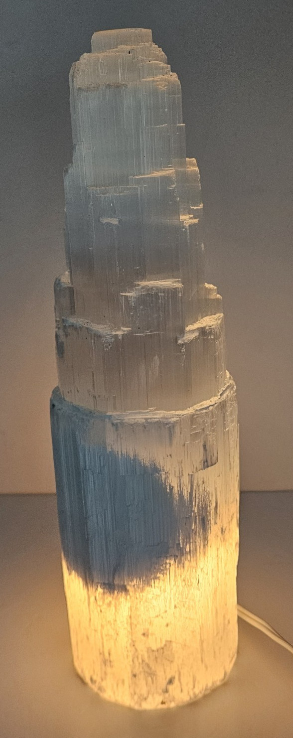 Selenite Lamp 12 inch Natural Stone White Crystal Lamp Gemstone Specimen Reiki
