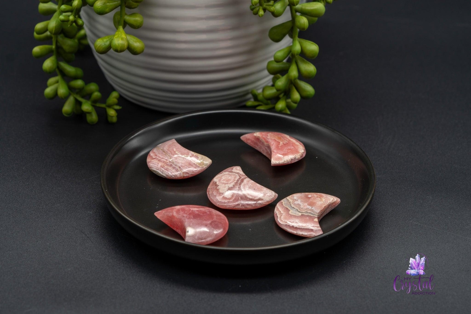 Rhodochrosite Moon Carving