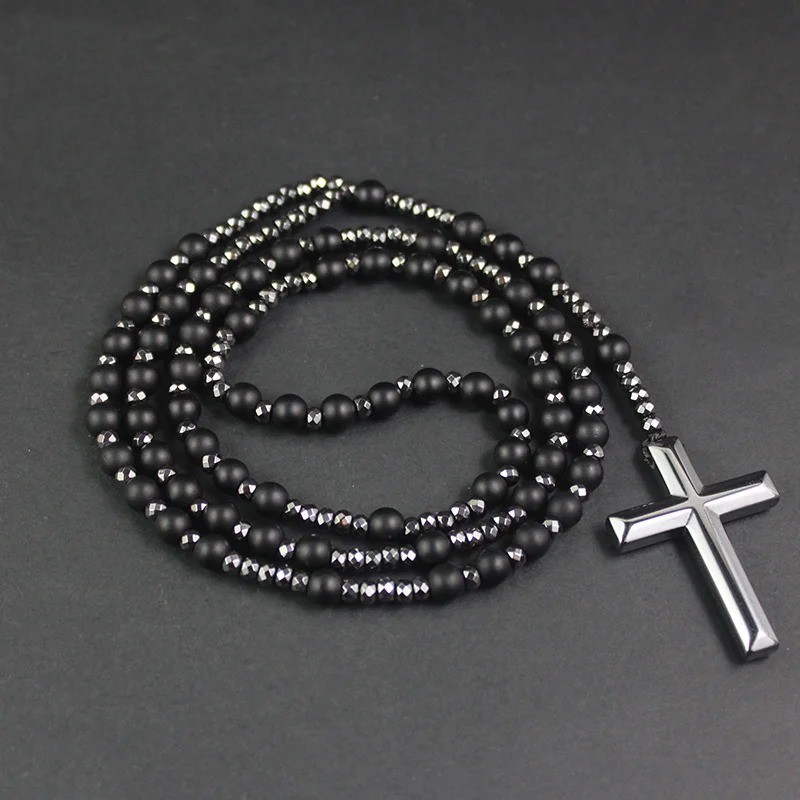 6Mm Natural Stone Black Obsidian Tiger-Eye Lapis Lazuli round Beads Long Necklac