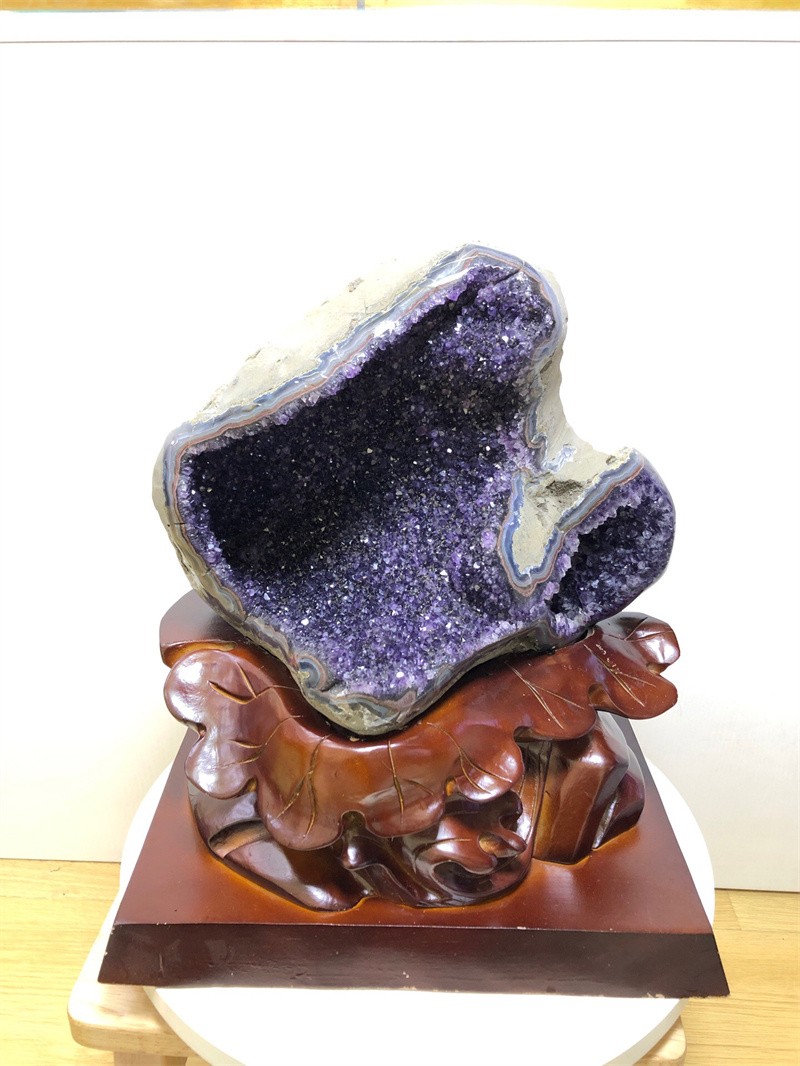 23.32LB Natural Amethyst Cave Quartz Crystal Mineral Specimen Healing + STAND
