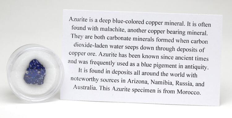 Azurite Specimen DEEP BLUE Crystal Cluster Mineral MOROCCO w/ ID card