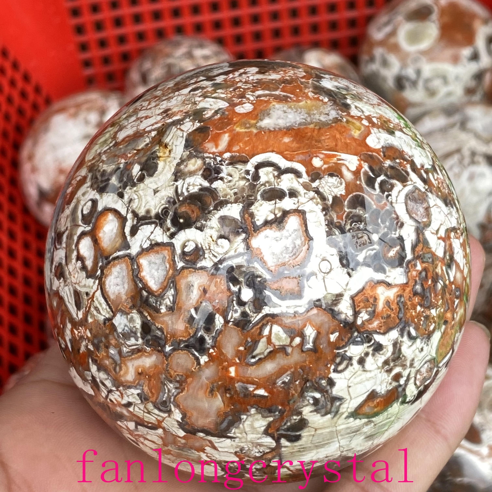 1pc Natural Mexican Agate Ball Sphere Quartz Crystal Mineral Reike Healing 50mm+
