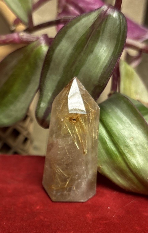 Golden Rutile Tower Rutilated Quartz Crystal Gemstone Point 20.44 Grams