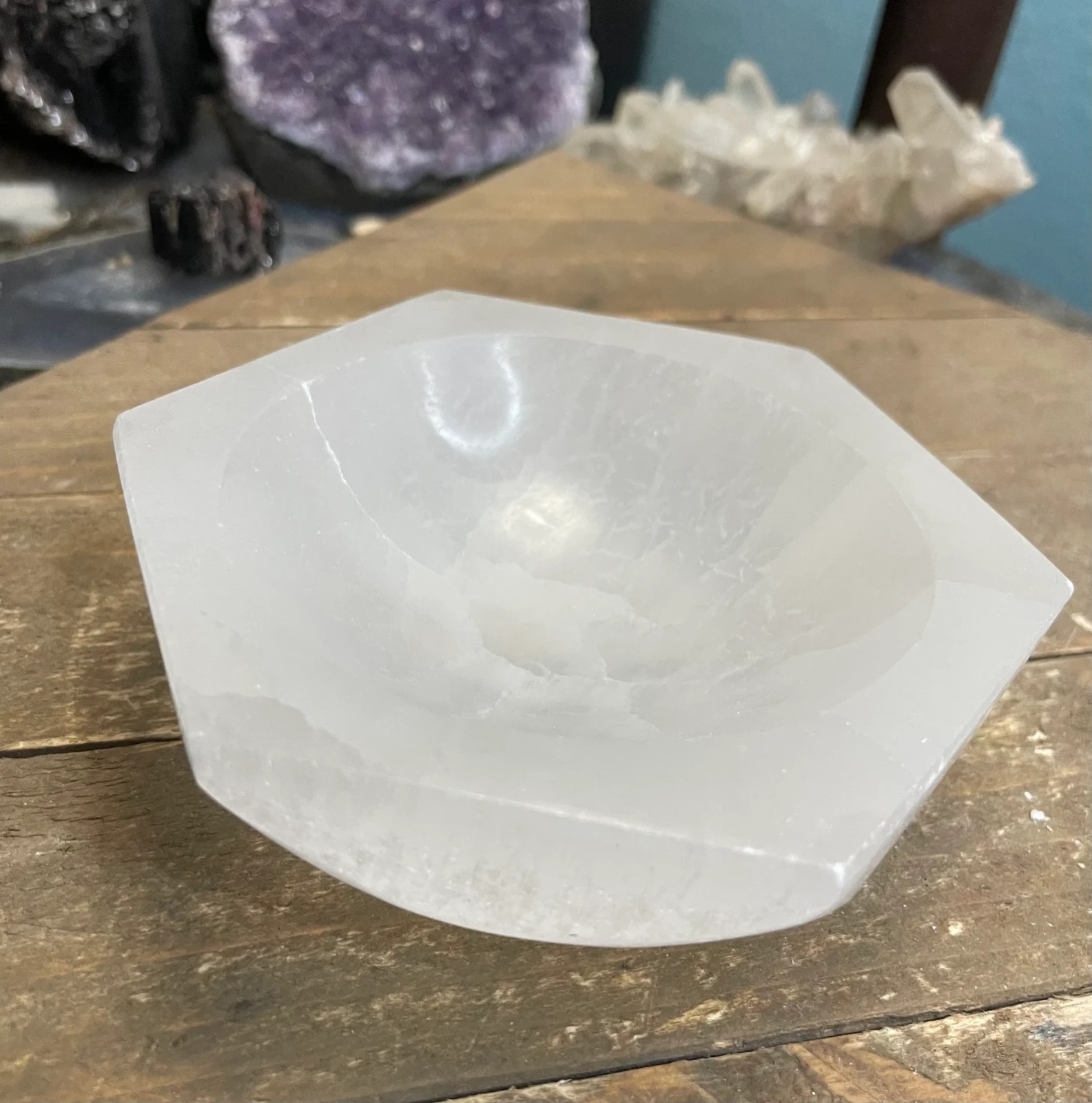 4″ Selenite “Charging” Bowl White Crystal Stone Reiki CHARGED Healing