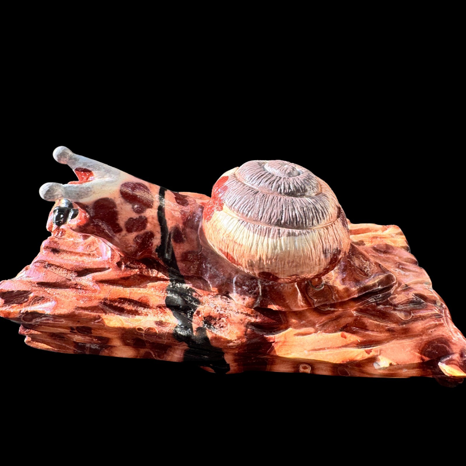 Hand Carved Natural Stone Snail Sculpture – Symbol of Patience, Free Shipping
